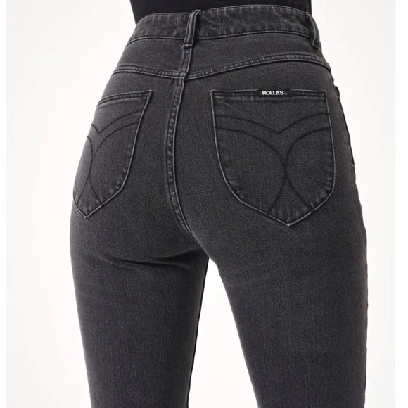 ROLLA’S Original Straight 27 Black Peachy Booty Butt Pockets Sexy Aussie S Petit - Picture 2 of 14